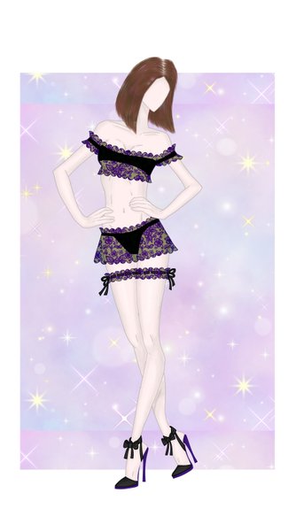 Fashion Illustration 026 - Black & Purple Lingerie Set (With Process Video)