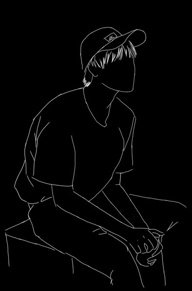 OUTLINE OF A GUY SITTING DOWN