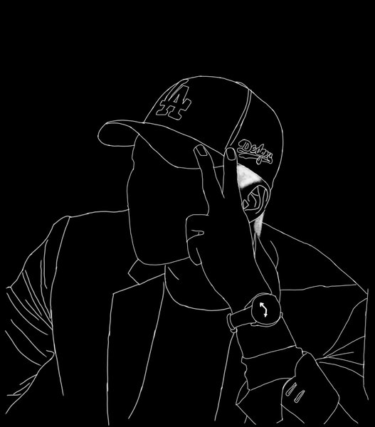OUTLINE OF A GUY WITH FACE CAP
