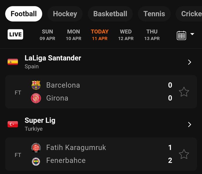 Soccer schedule Today on Livescore