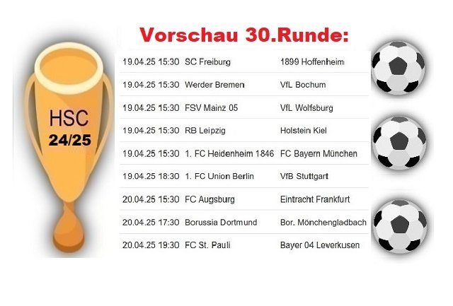 HSC 24/25: 29. Spieltag Recap deutsche Bundesliga Kicktipp ⚽️ 🇩🇪 ⚽️
