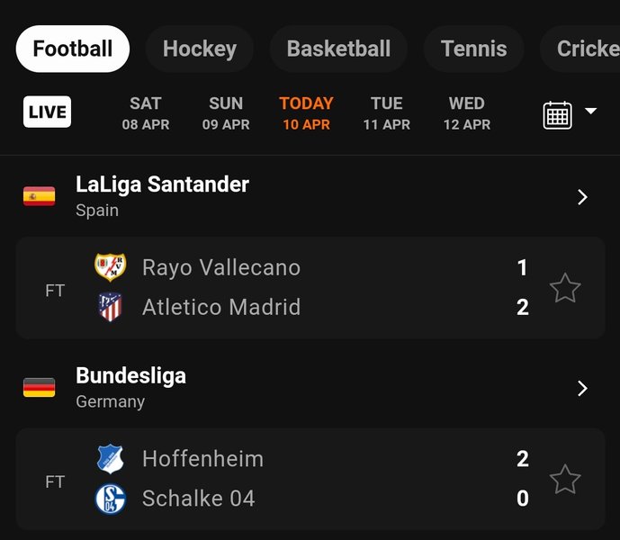 Soccer schedule Today on Livescore