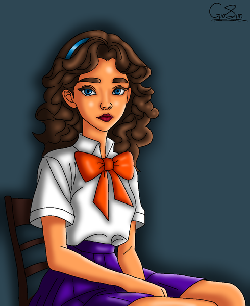 A Digital Art of A School Girl
