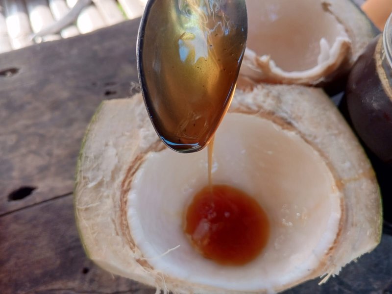 Enjoy young coconut with sweet one