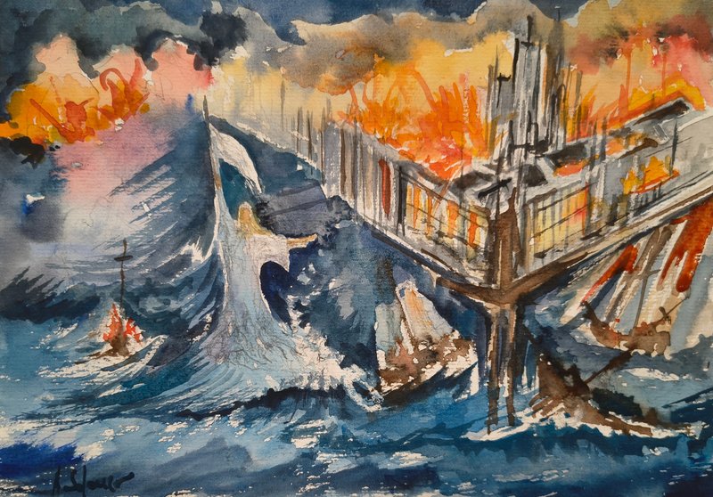 White flag - watercolors on paper