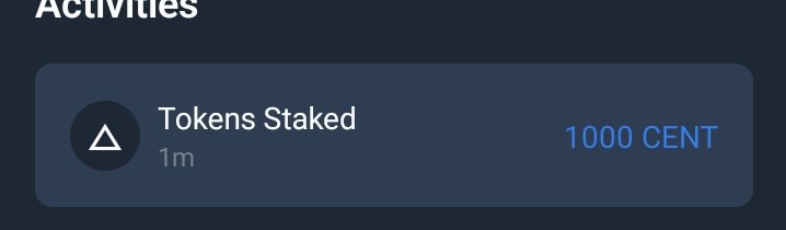 Cent power up day #CPUD, staking another 1000 Cent 