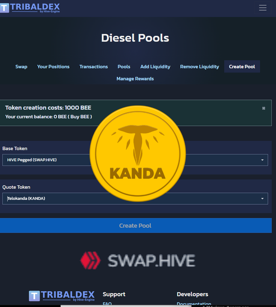 Do you like the telokanda project? Help us get a Diesel Swap.Hive/KANDA pool on Tribaldex for 1000 BEE by buying KANDA from us privately in telegram/discord or donate BEE/HIVE to get a KANDAPOWER delegation+ airdrops/KANDA/NFTs on discord.telokanda.live
