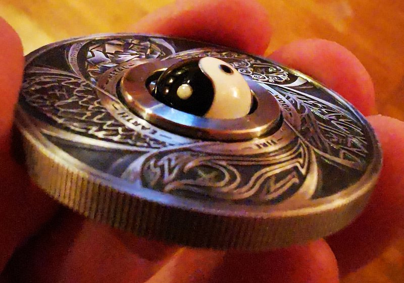 Yin Yang - Rotating charm 1 oz silver Antique coin!