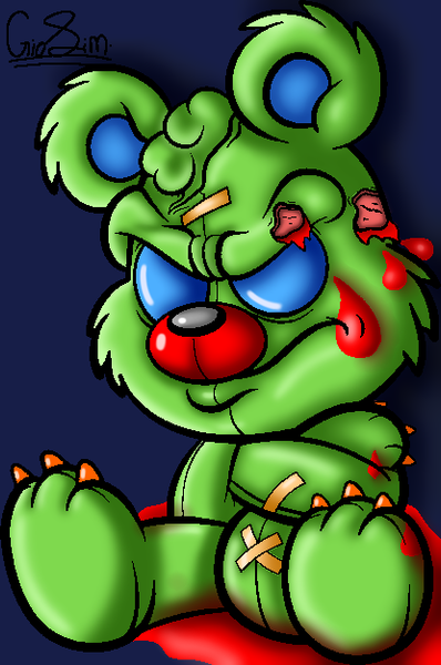 A Digital Art of A Teddy In Blood🩸🩸🩸