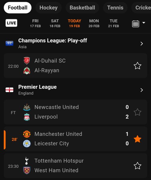 Soccer schedule Today on Livescore