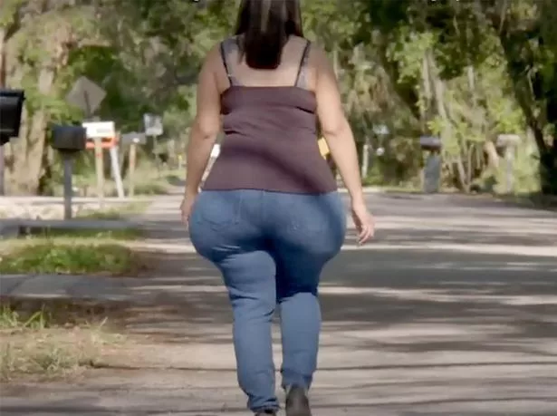 In her woman's hips