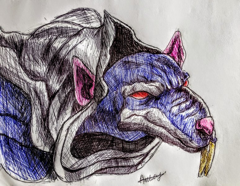Ink drawing of Broken Earth Thug /  Splinterlands Art Contest 348