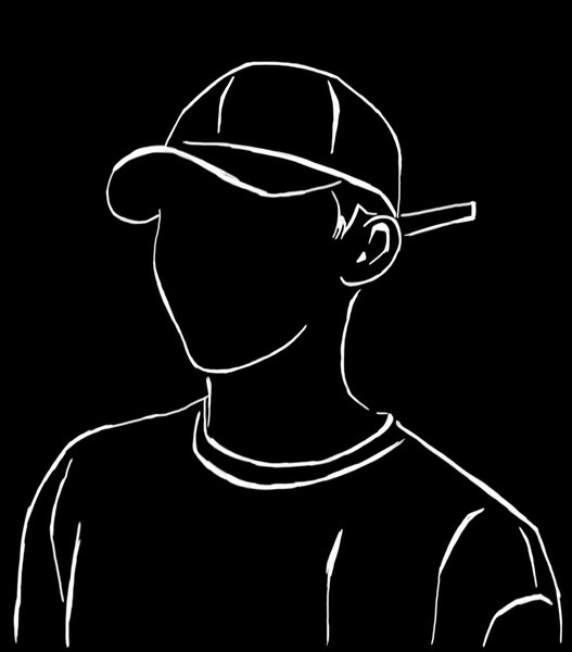 OUTLINE OF A GUY ON FACE CAP