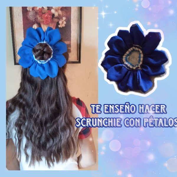 Making a cute flower scrunchie to decorate our buns.[Esp/Ing]