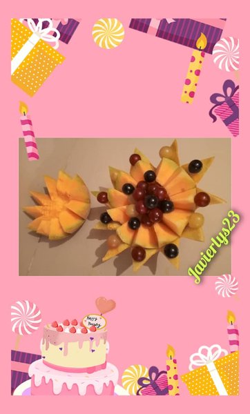FRUTA DECORADA  CON MELÓN Y UVAS, ARTE MUKIMONO - ORNAMENT MADE WITH MELON AND GRAPES, MUKIMONO ART -(ESP/ENG).