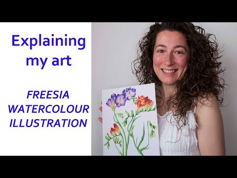 Freesia - a botanical watercolour illustration