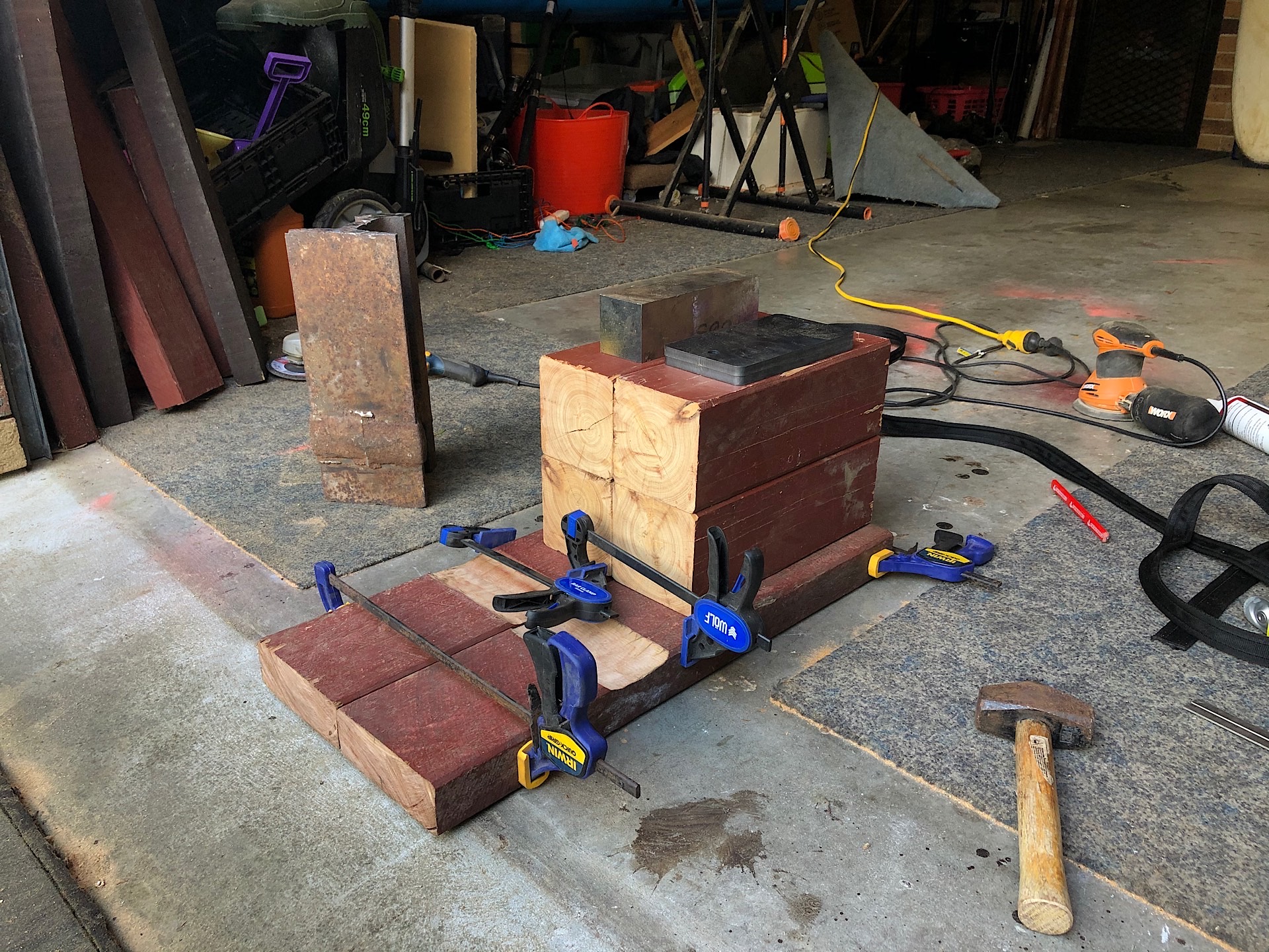 Glueing wooden board and clamping them