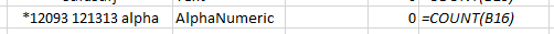COUNT Function AlphaNumeric