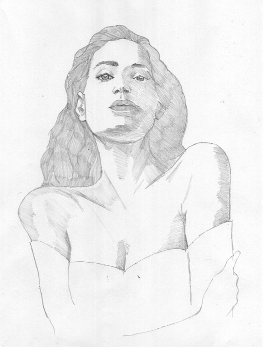 Mujer En Claroscuro Dibujo A Lápiz Woman In Chiaroscuro Pencil Drawing — Hive 0703