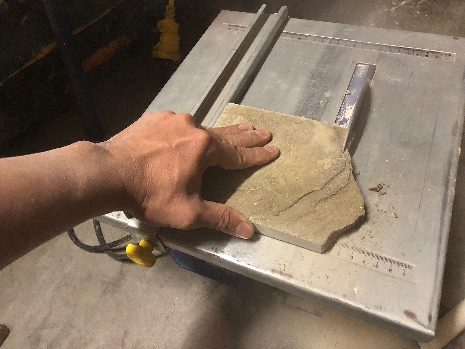 Cutting sandstone with a tile saw