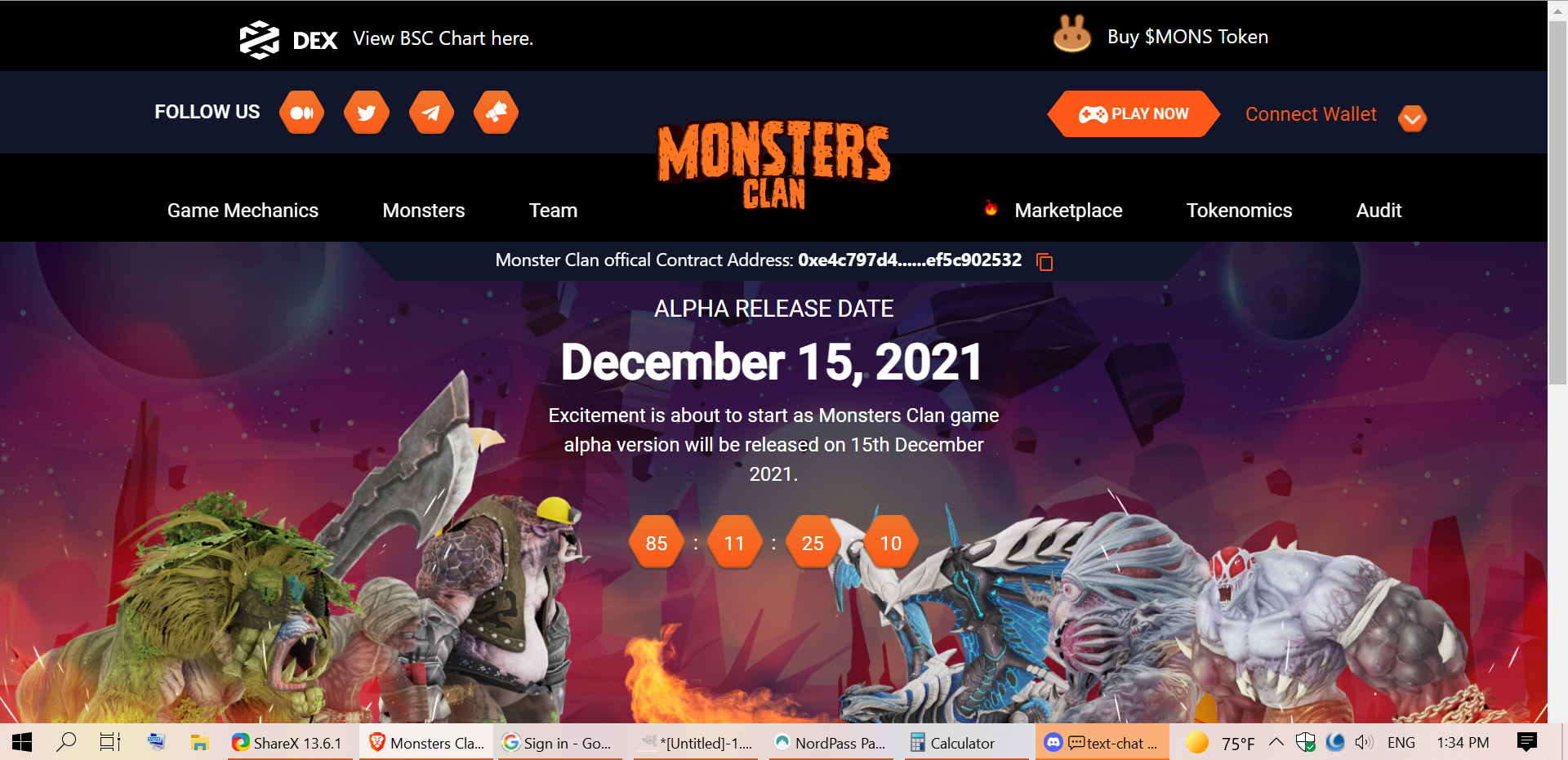 Monsters Clan Homepage Screenshot