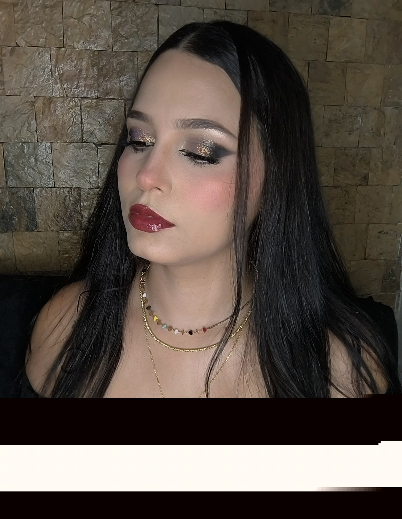 Glam makeup with glitter 🖤⭐