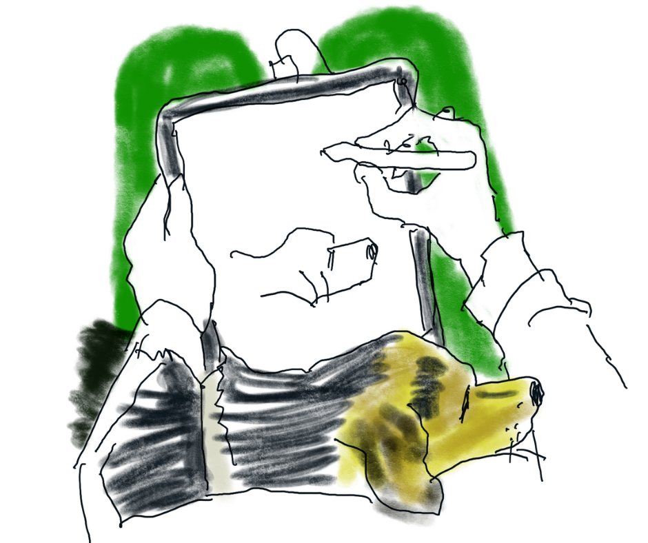 Desenhando no iPad - Popi no colo.png