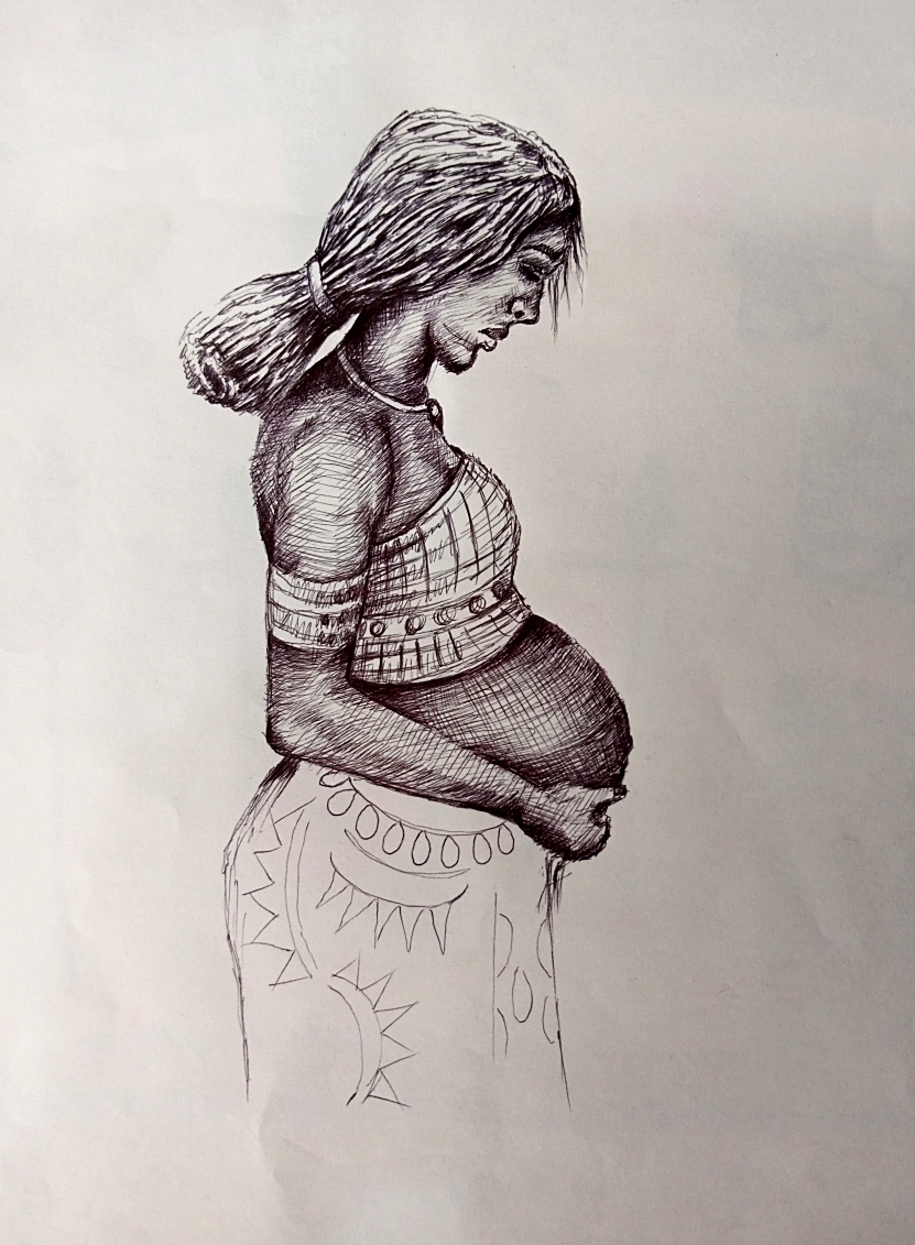 How to draw a Pregnant Woman  Pencil Sketch  very easy Safe Motherhood  Day special drawing  YouTube