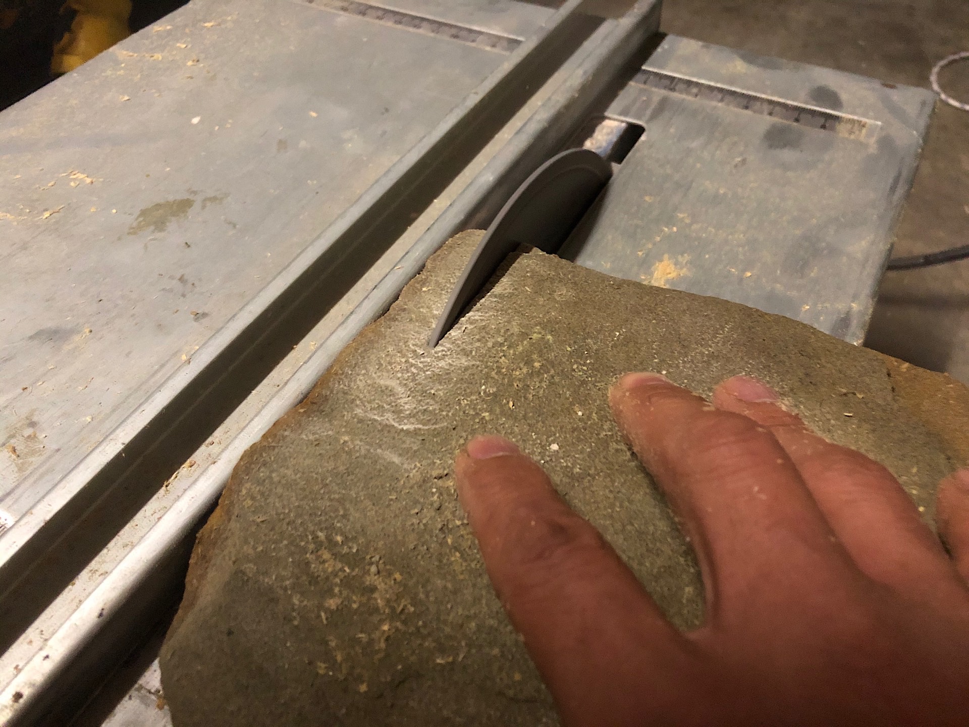 Cutting sandstone with a tile saw