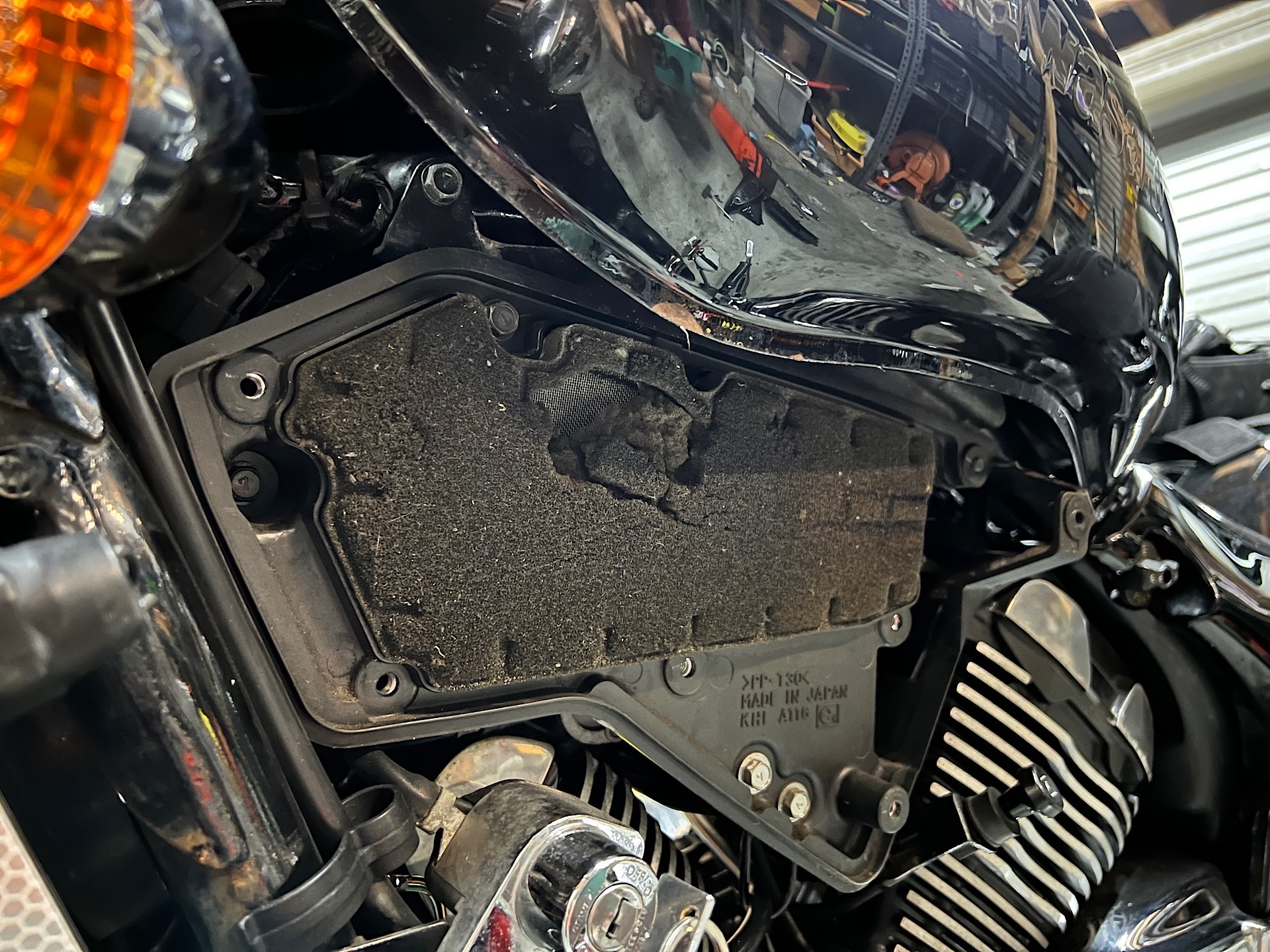 Old damage motorcycle air filter