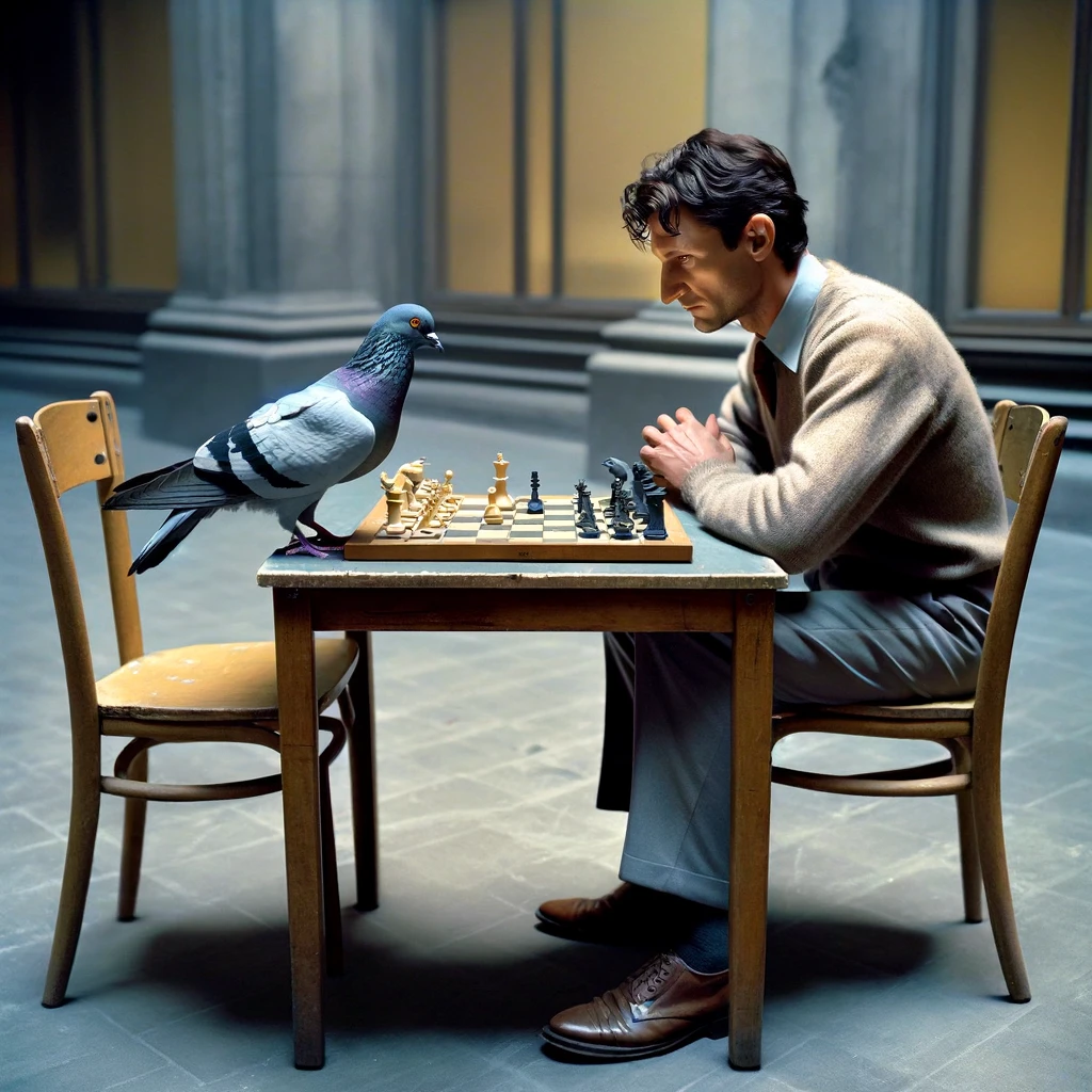 Man Playing chess with a pigeon_2.webp