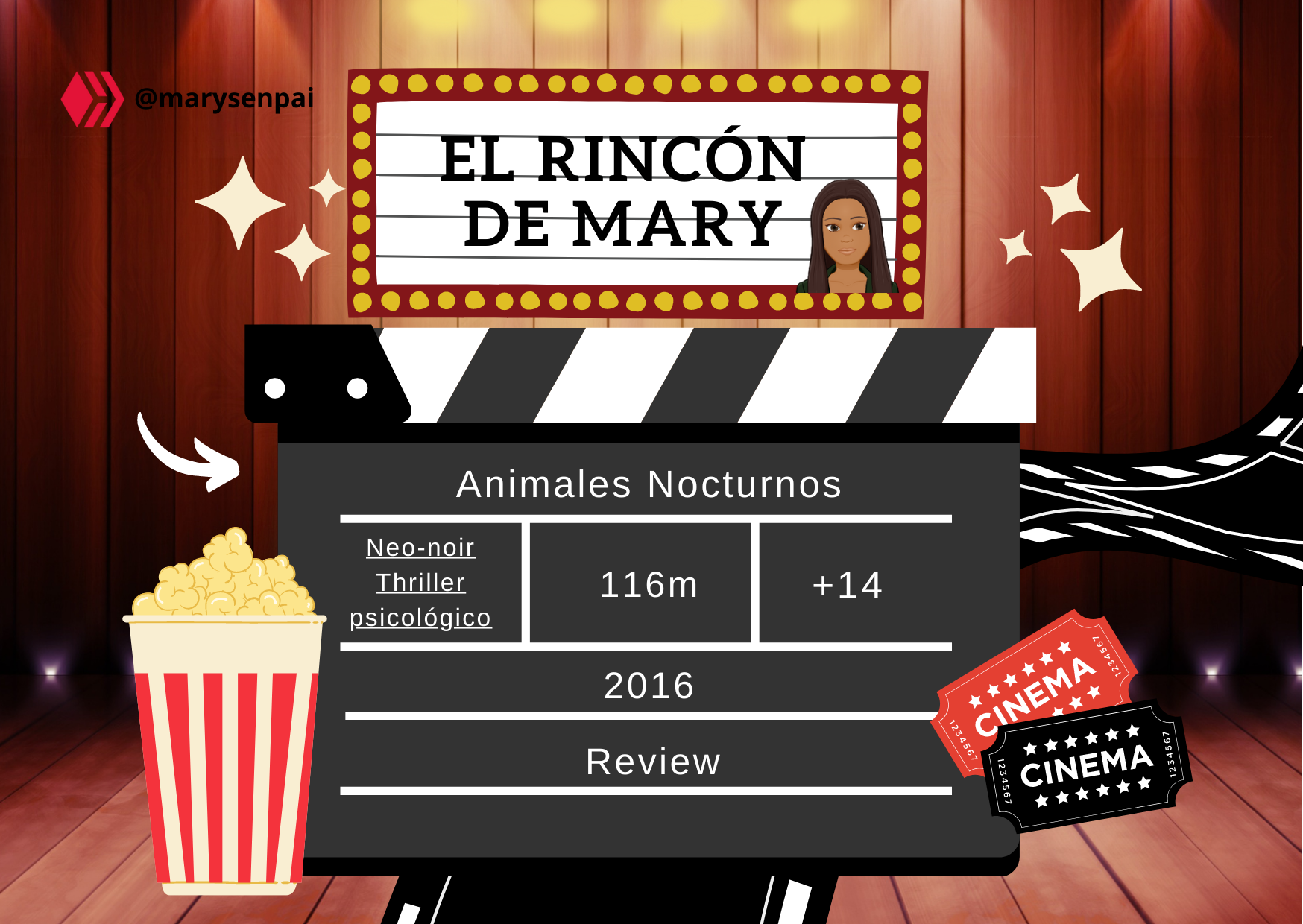 Invitación Noche de Películas Animada Cine Negro y Rojo.png