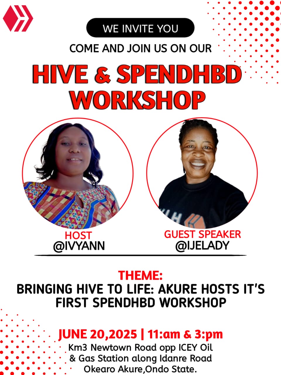 Join us on 20th June 2025 for Akure first Hive/SpendHBD workshop 