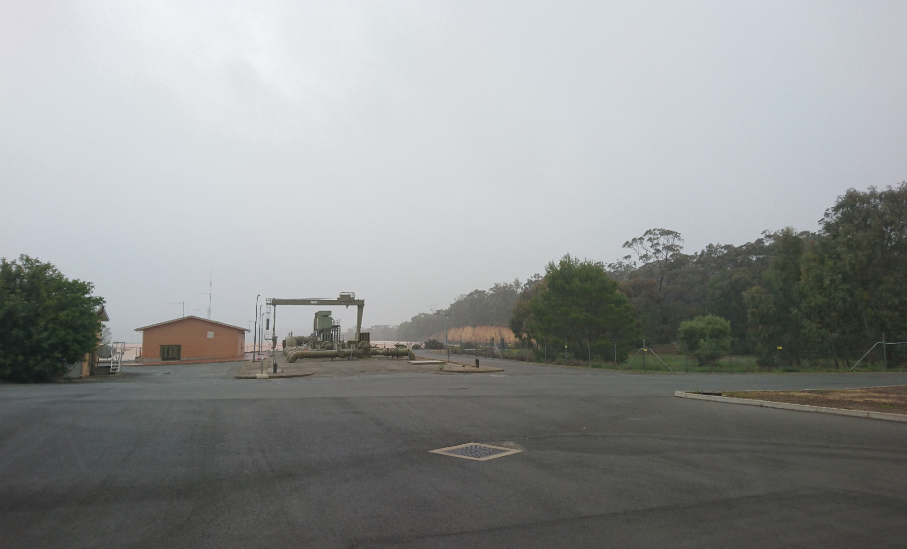 Water Treatment Plant during foggy and wild weather