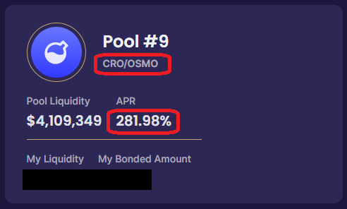 Liquidity Pool APR for CRO/OSMO on Osmosis