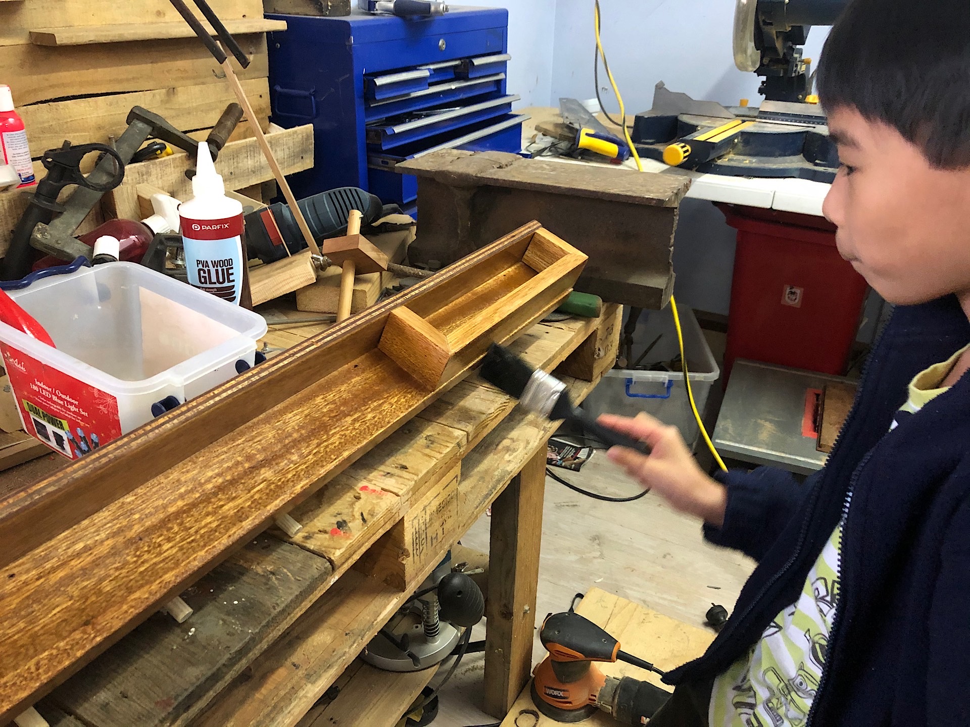 Oil finishing a wall coat hanger