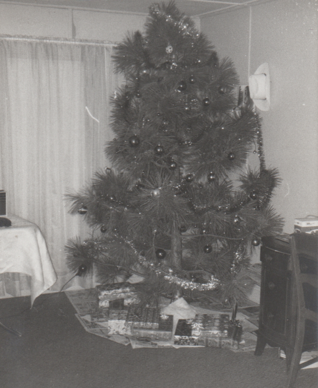 1960's maybe of a Christmas tree in black and white.jpg