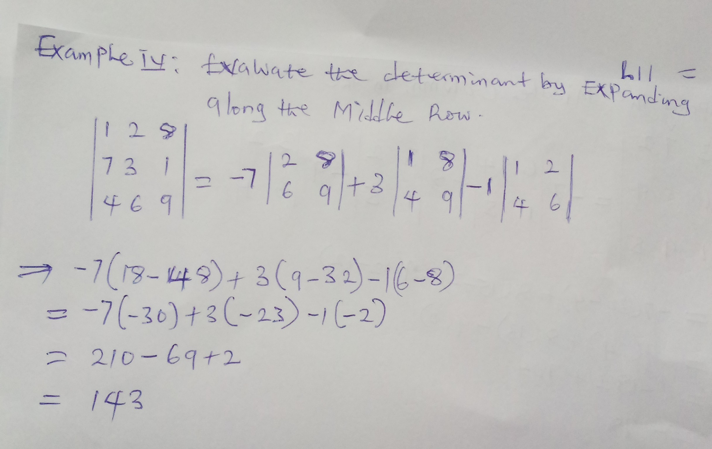 Evaluation Of a Third Order Determinant Hive