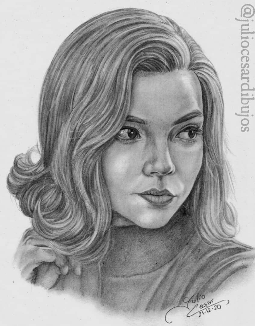 Beth Harmon realistic portrait by PruPruDraws on DeviantArt