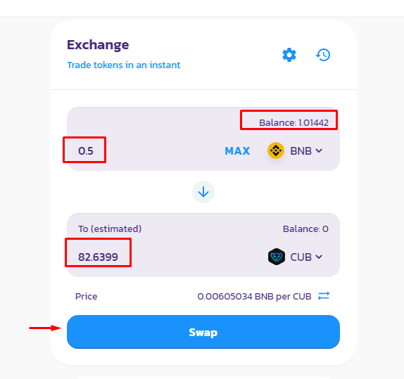 Paso 4 Intercambiar la Mitad de BNB a CUB para agregar liquidez.png