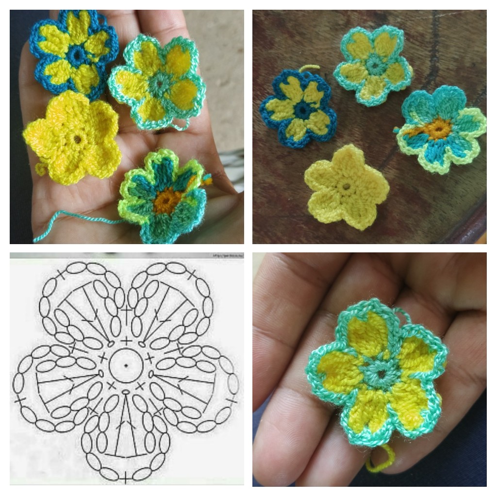 Pequeñas flores tejidas con hilos de retazos / Small flowers woven with  patchwork threads — Hive