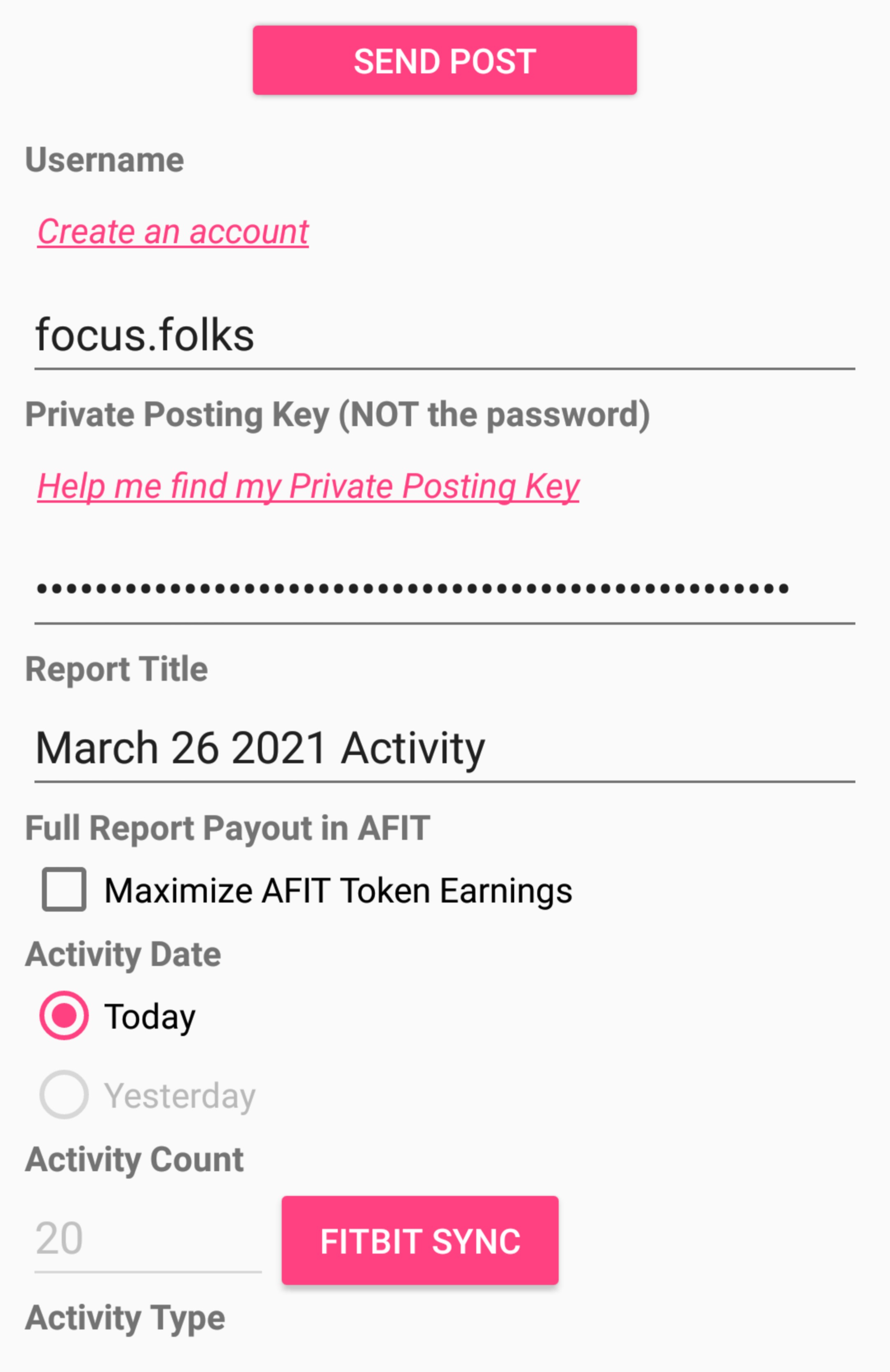 Actifit app glitch