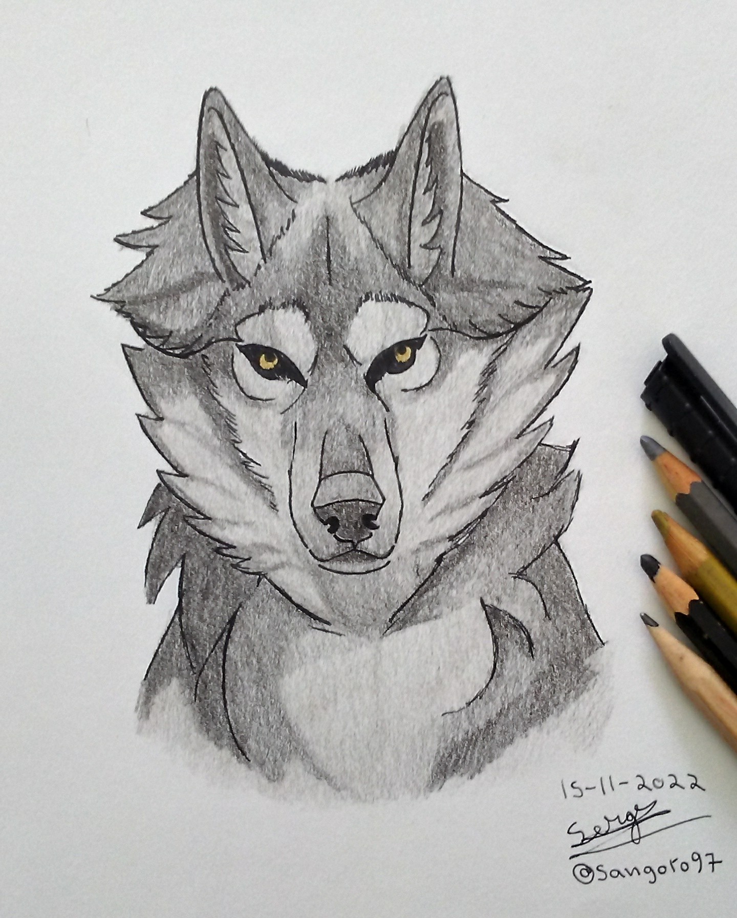 [ESP/ENG] Dibujo de un LOBO (+Proceso)/ Drawing a WOLF (+Process). — Hive