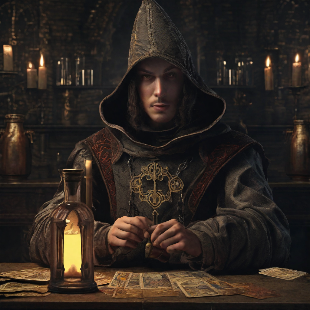 young_Alchemist_14th_century_tarot_card_old_dark_dungeon_gothic_renaissance_style_standing_flasks_HD_4k_realistic.png