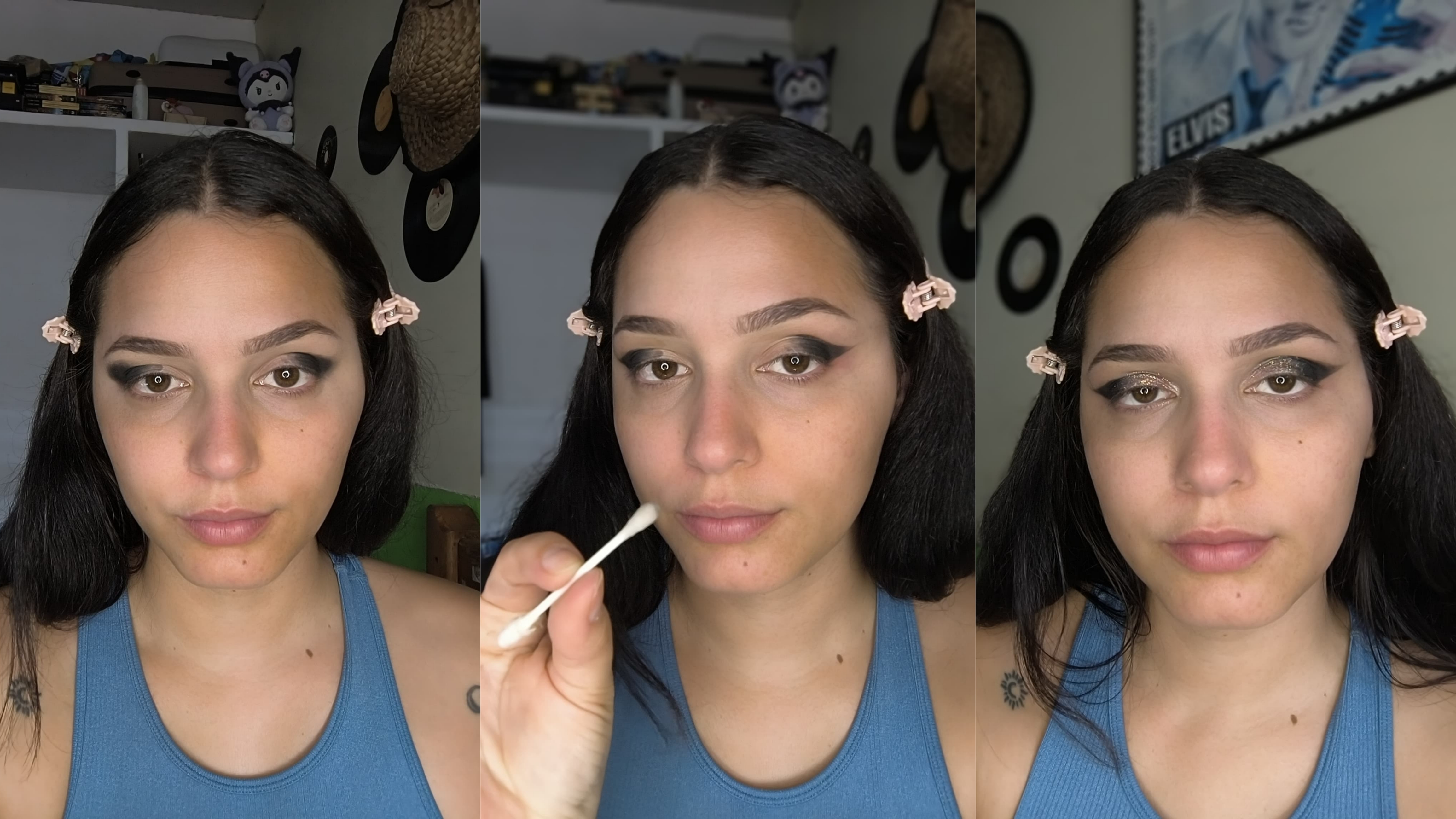 Glam makeup with glitter 🖤⭐