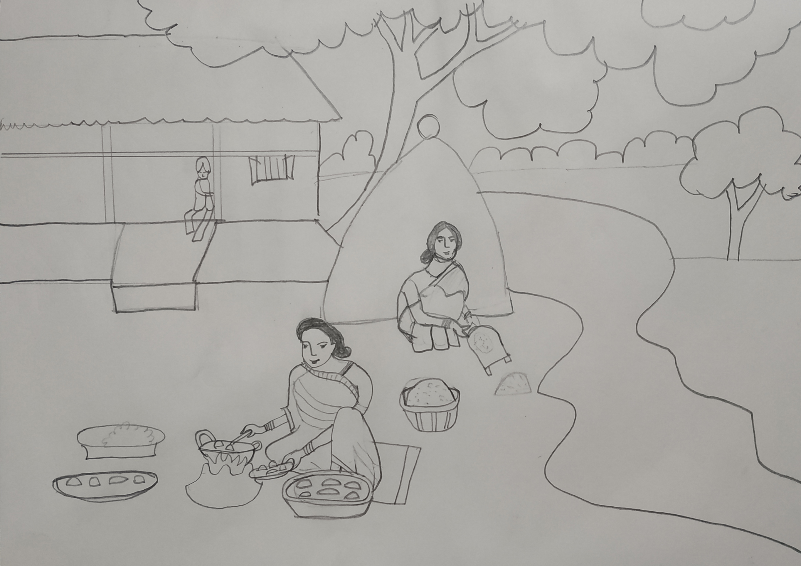 eCraftIndia 'Village Women Matt Textured' UV Art Painting (Synthetic Wood,  36 cm x 2 cm x 28 cm) : Amazon.in: Home & Kitchen
