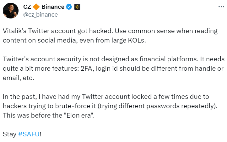 Binance CEO highly recommends using common sense while reading content on social media.png