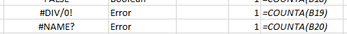 COUNTA Function Error