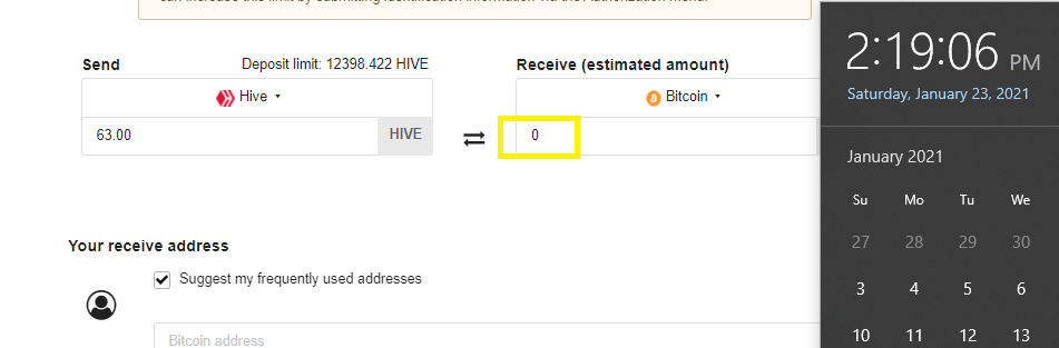 2021_01_23_Hive to Bitcoin minimum Hive amount test.png