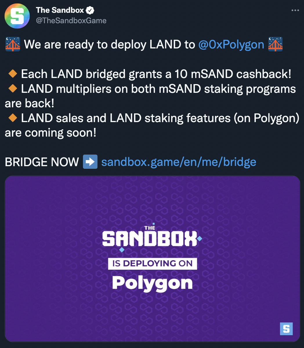 Sandbox tweet about polygon